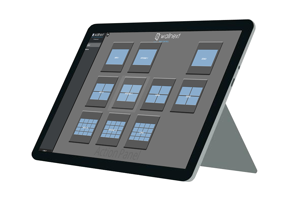 WallNext Action Panel - one-touch command interface on tablet